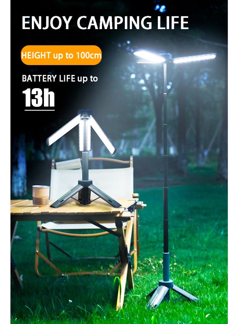 مصباح LED للتخييم، فانوس قابل للطي للتخييم، مصباح يدوي قابل لإعادة الشحن بقوة 8000 مللي أمبير، مصباح خارجي محمول مع حامل تلسكوبي، مصباح خارجي متعدد الاستخدامات ومقاوم للماء للتخييم والمشي لمسافات طويلة وصيد الأسماك وحالات الطوارئ - Image 4
