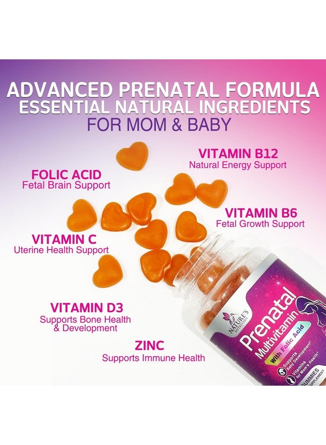 Nature's Nutrition Prenatal Gummy with Folic Acid, Prenatal Vitamins and Minerals for Fetal Support, Vitamin A, C, D3, B12, B6 & Folate, Prenatal Multivitamin for Pregnant & Nursing Women - 120 Gummies, 60 Day Supply - Image 3