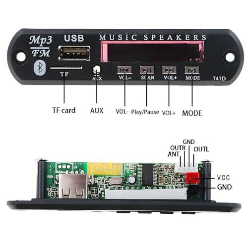 Rashri Stereo Auxiliary Music Audio Kit FM, USB,AUX,Card, MP3 Decoder Module, Panel, Remote & 7805 IC - Image 5