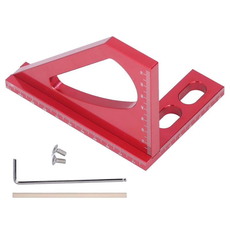 45 90 Degree Dual Scale Miter Layout Tool 0 70mm 0 110mm Red Aluminum Alloy Ruler Durable Woodworking Measuring Scribing Tool - Image 1