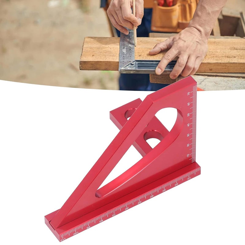 45 90 Degree Dual Scale Miter Layout Tool 0 70mm 0 110mm Red Aluminum Alloy Ruler Durable Woodworking Measuring Scribing Tool - Image 3