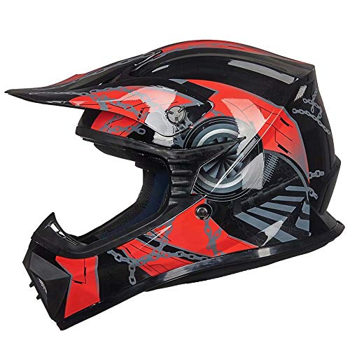 ILM Adult Dirt Bike Helmets Motocross ATV Dirtbike BMX MX Offroad Full Face Motorcycle Helmet, DOT Approved Model 128S (Red Black, Adult-XLarge) - Image 2