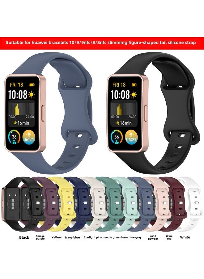 For huawei Bracelet 8/9 Official Silicone Strap For huawei Band9/8 Smart Bracelet Sports Strap-Color:Blue Gray  - Image 2