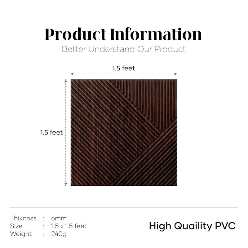 ELEVATE INTERIOR ألواح حائط ثلاثية الأبعاد ذاتية اللصق ملصقات PVC لأجل المنزل، غرفة المعيشة، المقاهي (تغطية مساحة 2.5 قدم، الحجم: 1.5x1.5 قدم) عبوة من (8) - Image 4
