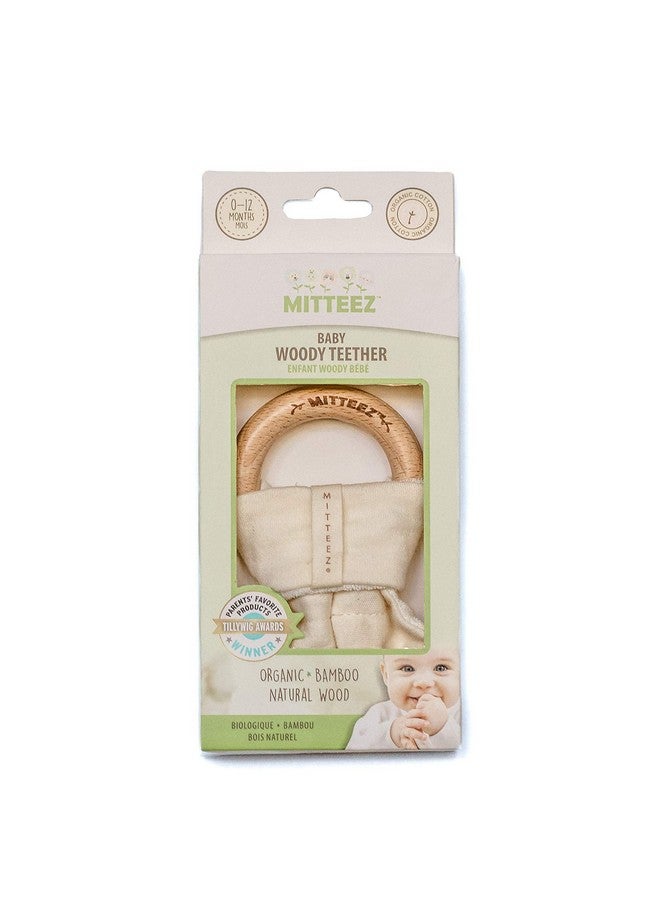 MITTEEZ Wood Baby Organic Wooden Teether With Absorbent Cloth (Natural)  - Image 3