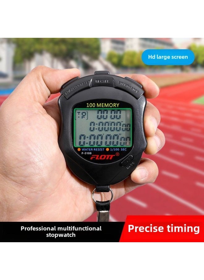 Generic - Electronic Stopwatch Timer Sports Running Competition Track And Field Training Swimming Teacher Referee Neck Movement Stopwatch-Display Accuracy:[three Rows Of 100 Channels] Flott-3100 - Image 1