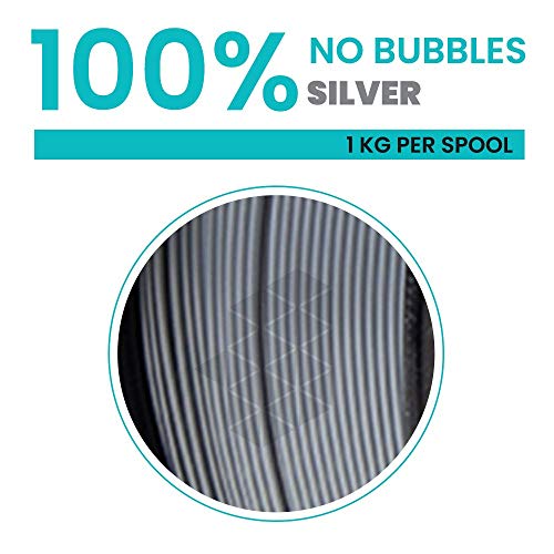 Tesseract Premium PLA + 1.75mm 3D Printing Filament | Dimensional Accuracy +/- 0.03mm | Compatible with Most FDM Printers | 1 KG 3D Printer Filament - PLA Silver (Quantity 1) - Image 3