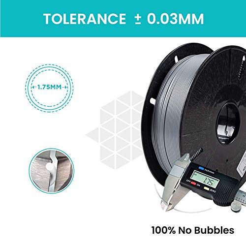 Tesseract Premium PLA + 1.75mm 3D Printing Filament | Dimensional Accuracy +/- 0.03mm | Compatible with Most FDM Printers | 1 KG 3D Printer Filament - PLA Silver (Quantity 1) - Image 2