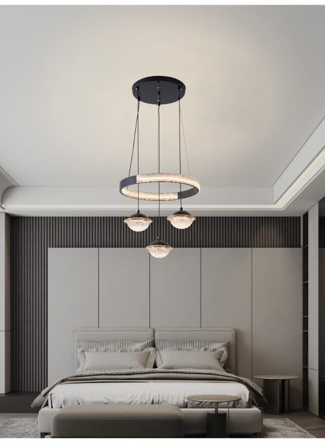 Best Power Modern LED Chandelier Light Fixture 6212 - 3 Pendant Lamps, 3 Lighting Levels, 82W Power, 80cm Adjustable Height – Contemporary Hanging Light for Living Room, Dining Room & Interior Spaces - Image 2