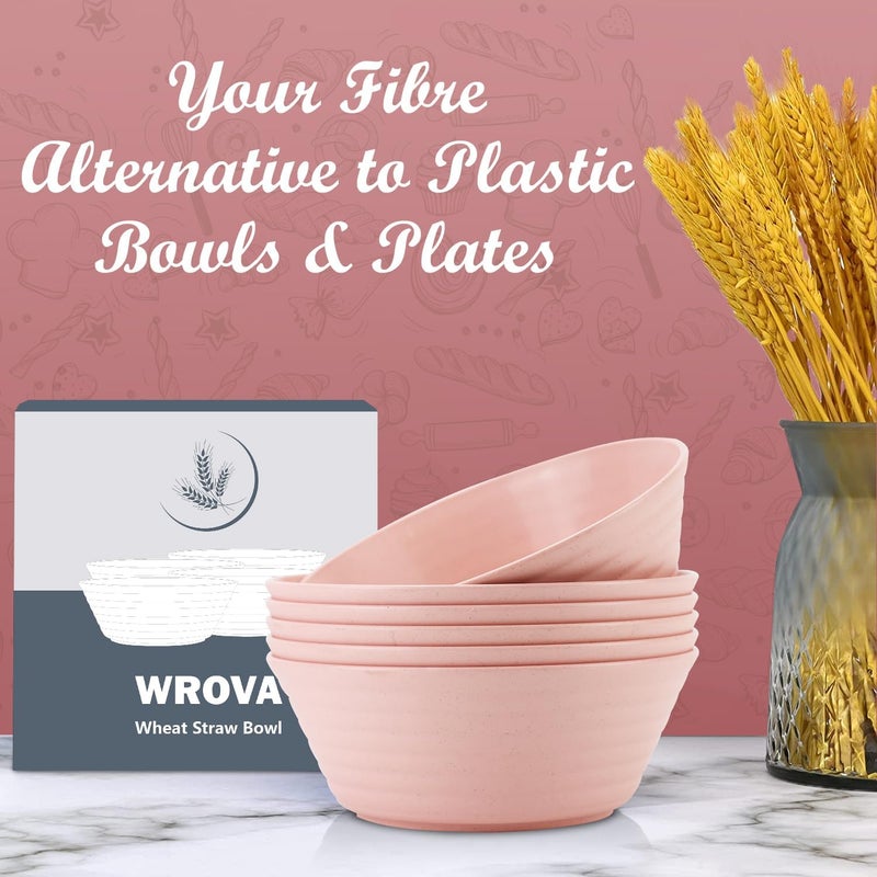 Wrova Wheat Straw Bowl Sets6 PCS Unbreakable Cereal Bowl 36 OZMicrowave and Dishwasher Safe BowlsKitchen Bowls BPA Free for Serving SoupOatmeal and Salad Sakura - Image 5