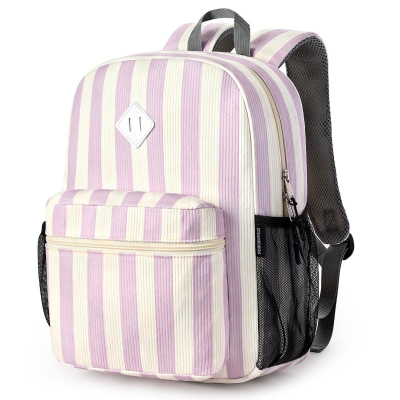 STEAMEDBUN Corduroy Kids Backpack for Girls Boys 3-8, Boys Girls Backpack for Elementary Kindergarten - Stripe - Image 5