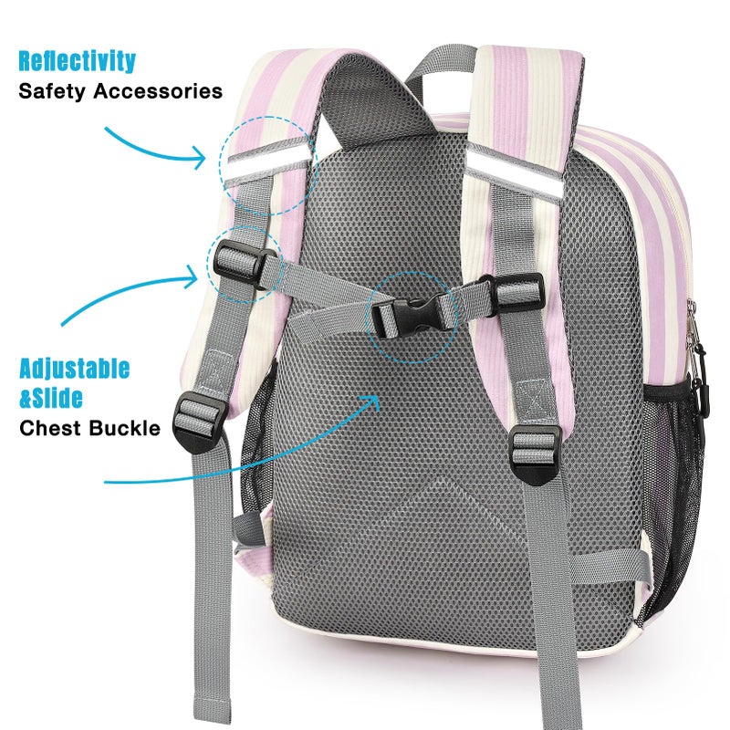 STEAMEDBUN Corduroy Kids Backpack for Girls Boys 3-8, Boys Girls Backpack for Elementary Kindergarten - Stripe - Image 4