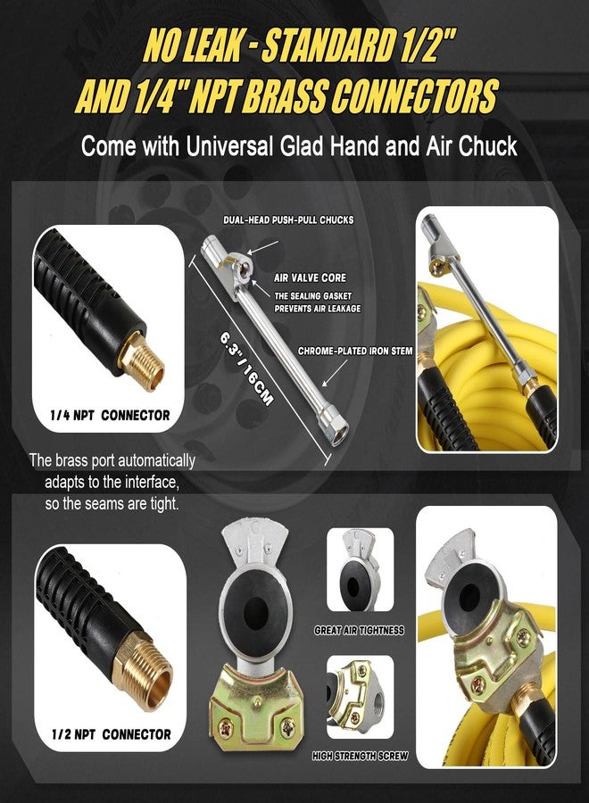 TIROL Truck Tire Inflator Kit - 3/8 in x 50 ft Hybrid Air Hose with Glad Hand & Air Chuck, 300 PSI Heavy Duty Lightweight Tire Inflator Hose - Image 5