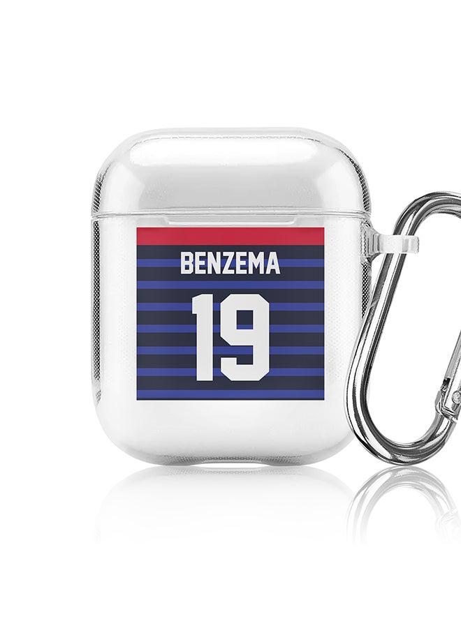 Stylizedd Classic Clear printed Case for Apple Airpods 2 / 1 Soft TPU Gel Thin Transparent Flexible Cover - Football Team - France, Player Name - Benzema - Image 1