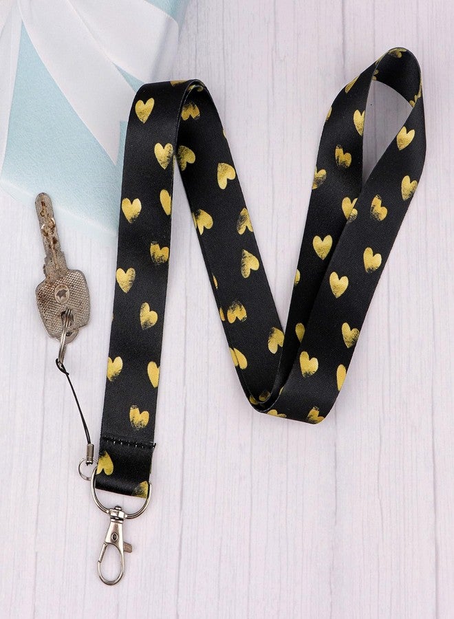 DMLSKY ID Badge Holder with Lanyard Golden Heart, Cute Lanyards for ID Badges and Retractable Badge Reel with Carabiner Hook, Vertical Name Badge Clip for Nurse Teacher - Image 2