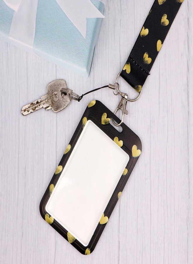 DMLSKY ID Badge Holder with Lanyard Golden Heart, Cute Lanyards for ID Badges and Retractable Badge Reel with Carabiner Hook, Vertical Name Badge Clip for Nurse Teacher - Image 5