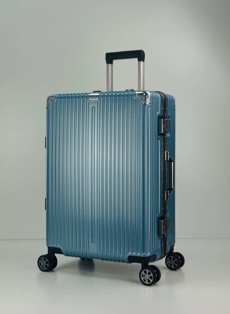 SAW & SEE Light Weight Polycarbonate Aluminum Frame Fashion Trolley Luggage Set of 3-piece Strong Hard Suit Case with Dual Strong TSA approved Lock and 4 Quite 360° Double Spinner wheels Suitcase set (Carry-on Luggage, Medium Checked Luggage and Large Checked Luggage (20-Inch/24-Inch/28-Inch)(12KG/25KG/35KG) - BLUE - Image 3