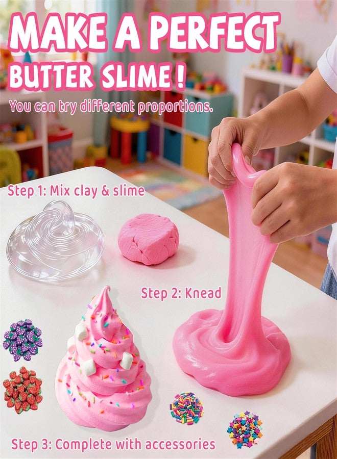 Busaurus Jumbo Slime & Clay Bucket Kit, with 17 FL OZ Clear Slime + 10 Packs Foam Clay & Add-ins, Huge Non-Sticky DIY Creative Butter Slime Toy for Girls and Boys, Gift for Kids Party Favors & Birthday Present - Image 3