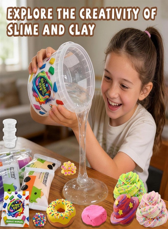 Busaurus Jumbo Slime & Clay Bucket Kit, with 17 FL OZ Clear Slime + 10 Packs Foam Clay & Add-ins, Huge Non-Sticky DIY Creative Butter Slime Toy for Girls and Boys, Gift for Kids Party Favors & Birthday Present - Image 2