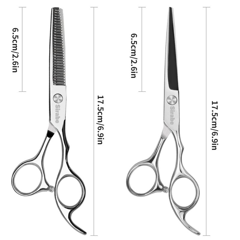 Sirabe Hair Cutting Scissors Thinning Shears Kit, 6.5 inch Professional Haircut Scissors for Beard Trimming Shaping with Comb Case, Hairdressing Shears Set - Image 5