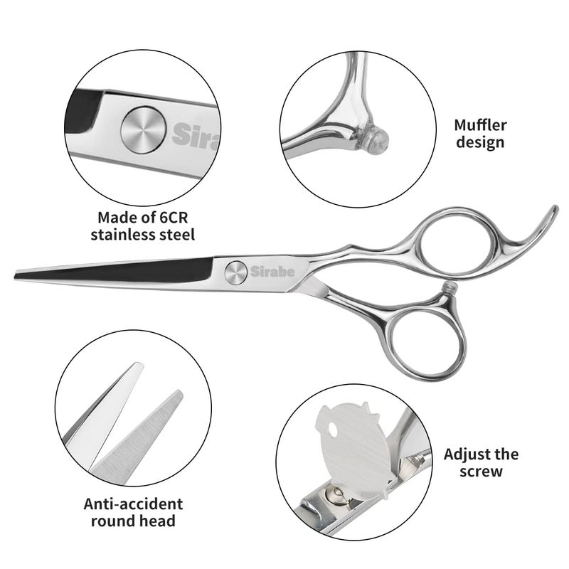 Sirabe Hair Cutting Scissors Thinning Shears Kit, 6.5 inch Professional Haircut Scissors for Beard Trimming Shaping with Comb Case, Hairdressing Shears Set - Image 4