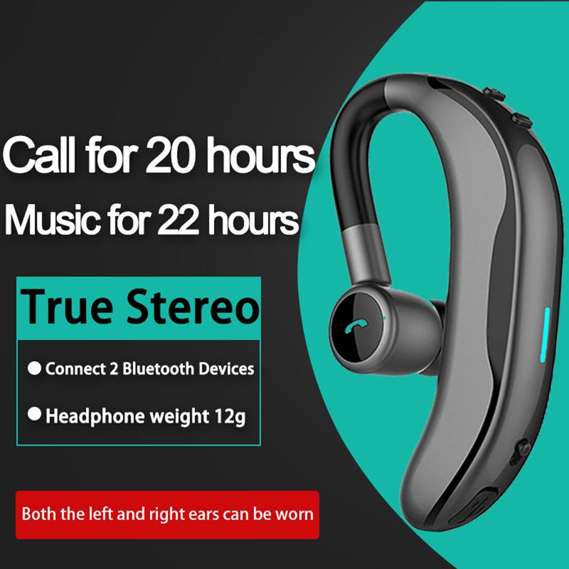 Halamodo Single-Ear Bluetooth Headset with Earhook, Hands-Free Call, Long Battery Life, Noise Cancelling, Lightweight Comfortable Design for Business, Driving and Daily Use - Image 2