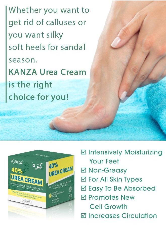 Kanza 40% Urea Cream for Cracked Feet Hands 150g Callus Remover Hand Cream Foot Cream for Cracked Foot Heels Elbows Nails Knees Skin Moisturizer Urea Lotion with Maximum Strength for Men and Women  - Image 5