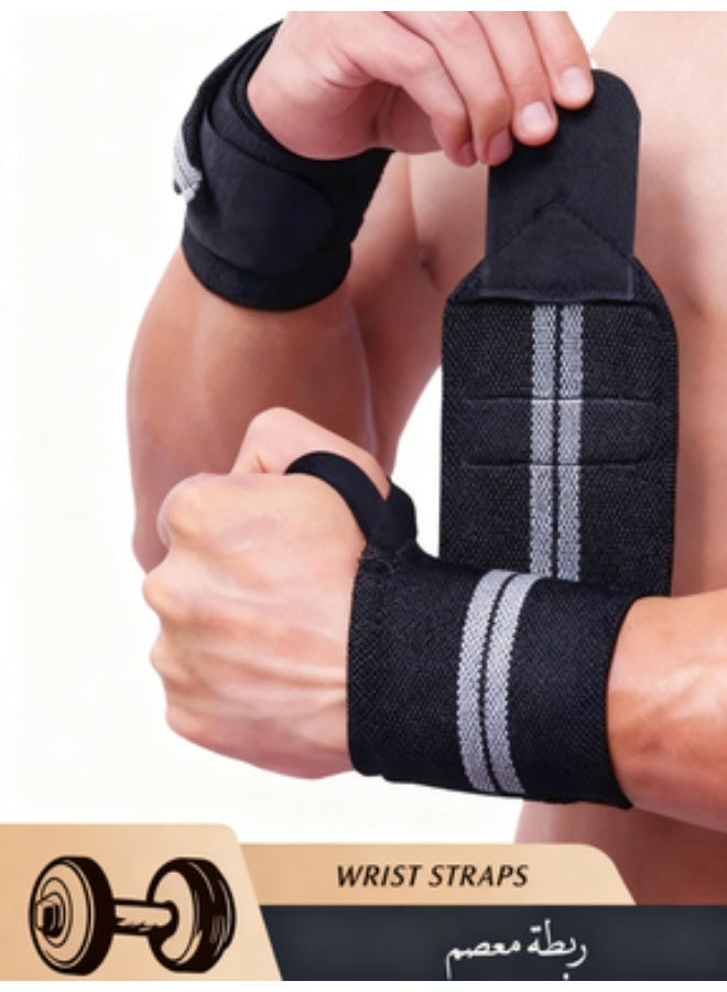 2 Wrist Straps Hand Wrist Wraps with Thumb Loop, Adjustable Wrist Brace Support Sports Wristband - Image 1