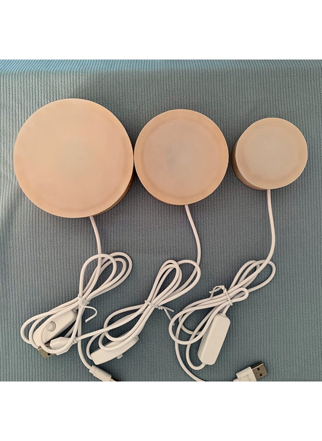Generic Yonii Thick Plate Round Wooden Nightlight Frosted Atmosphere Light Solid Wood Base Warm Light Aromatherapy Base USB-Color:Color Light Switch With Two Buttons-Dimensions:Boxed 10cm Round Thick Plate 1m Switch Line  - Image 4