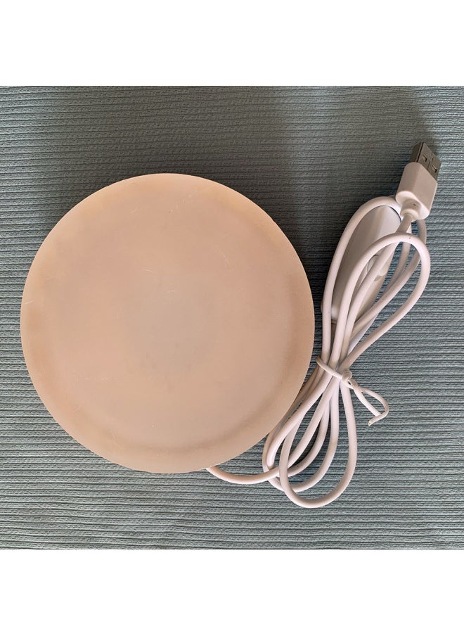 Generic Yonii Thick Plate Round Wooden Nightlight Frosted Atmosphere Light Solid Wood Base Warm Light Aromatherapy Base USB-Color:Color Light Switch With Two Buttons-Dimensions:Boxed 10cm Round Thick Plate 1m Switch Line  - Image 3