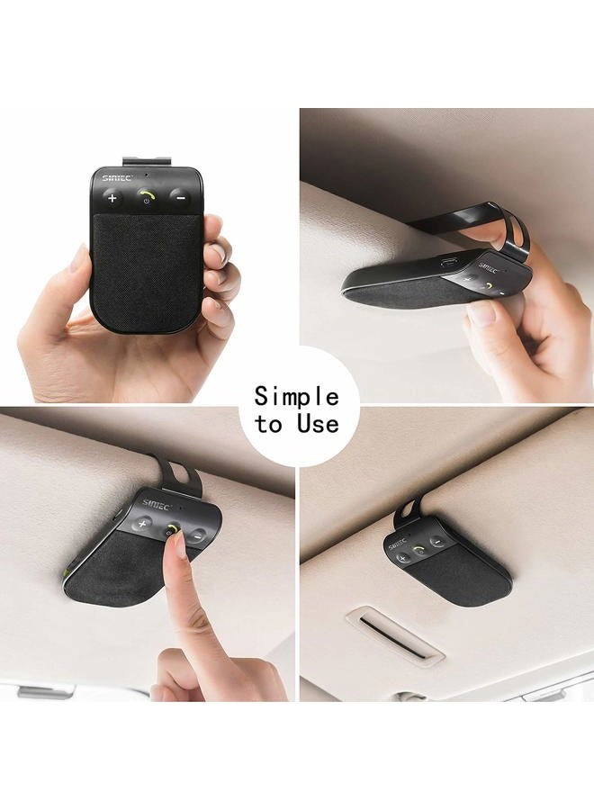 SUNITEC سماعة بلوتوث للسيارة، سماعة بلوتوث مجانية للهاتف المحمول لمجموعة السيارة، دعم تشغيل وإيقاف تلقائي، دعم مساعد الصوت سيري، مجموعة لاسلكية مع مشبك الشمس - Image 2