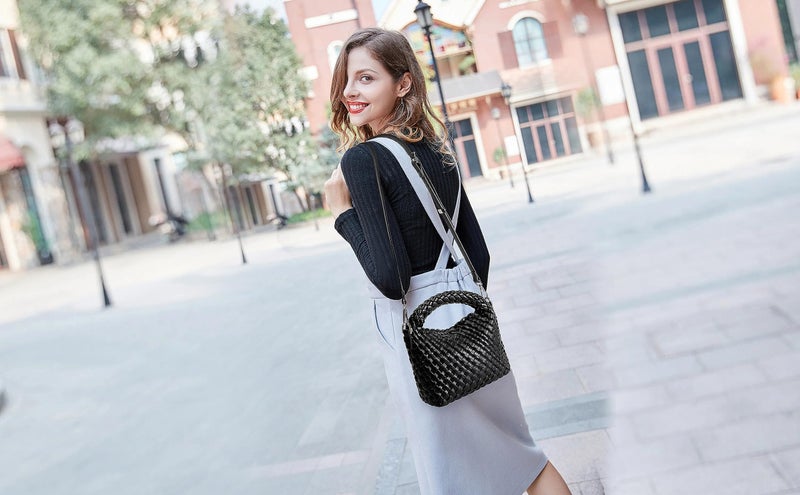 Queenoris Fashion Small Woven Bag for Women, Handmade MINI HOBO Tote Bag Crossbody Handbag Travel Summer Beach Bag - Image 2