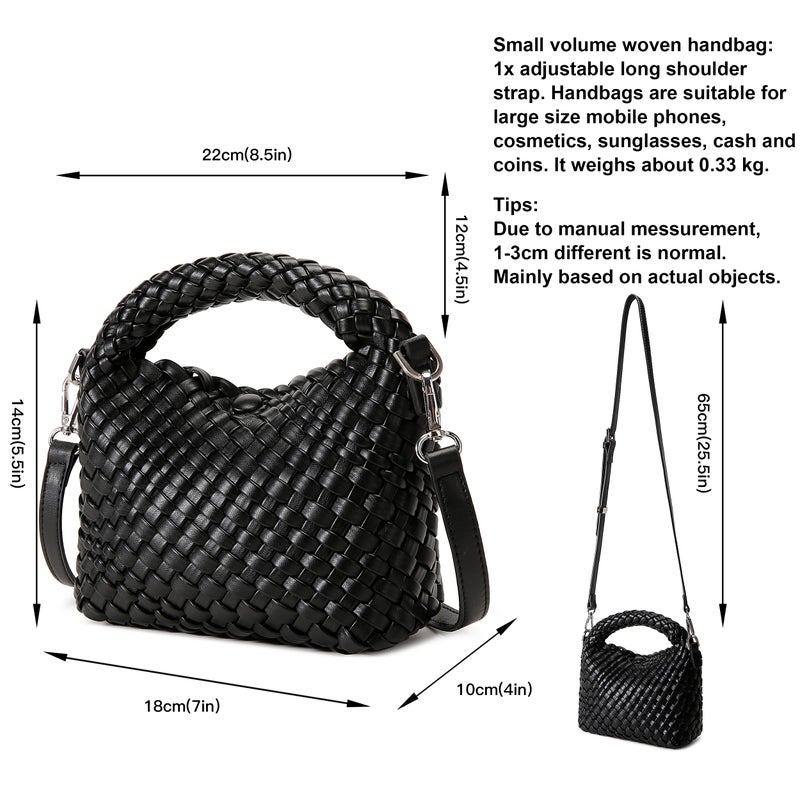 Queenoris Fashion Small Woven Bag for Women, Handmade MINI HOBO Tote Bag Crossbody Handbag Travel Summer Beach Bag - Image 3