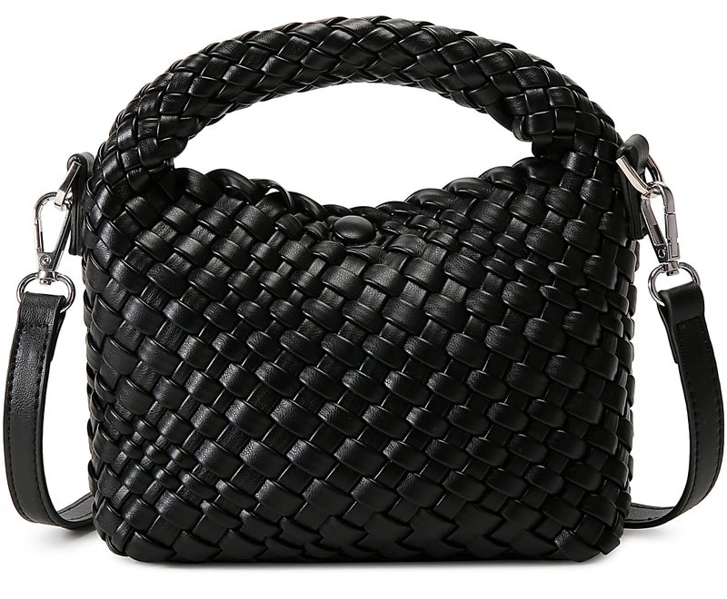 Queenoris Fashion Small Woven Bag for Women, Handmade MINI HOBO Tote Bag Crossbody Handbag Travel Summer Beach Bag - Image 1