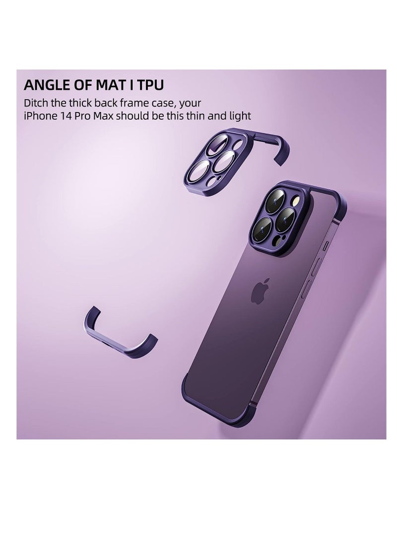 KASTWAVE Back Camera Lens Protector Silicone Case, Ultra-Thin Lightweight Bumper, Frameless Slim Cover, 10ft Military Drop Protection, for iPhone 14 Pro Max, Purple, 2 Pcs  - Image 2