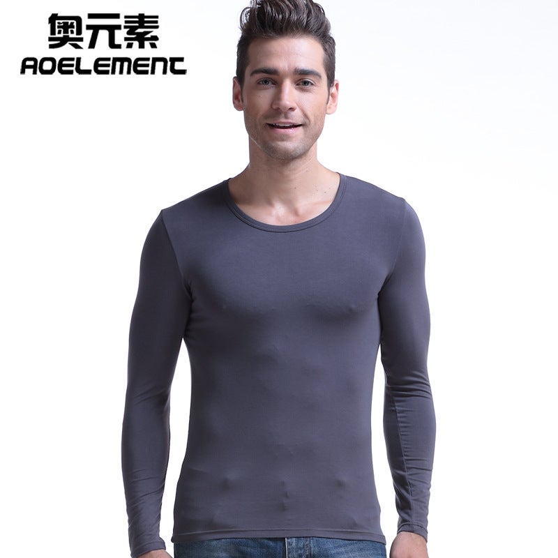Mens Slim-Fit Thermal Long Sleeve Top Dark gray  - Image 1