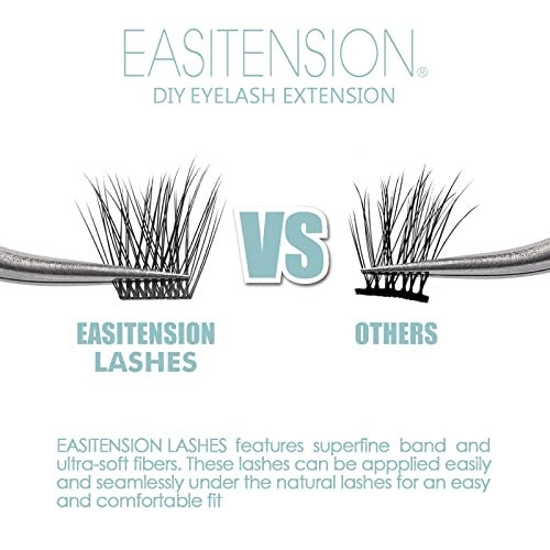 EASITENSION DIY Eyelash Extension, 3D Effect Individual Glue Bonded Lash Clusters Volume Lashes Set, Home Eyelash Extension, Lashes Pack (16MM-Volume) - Image 3