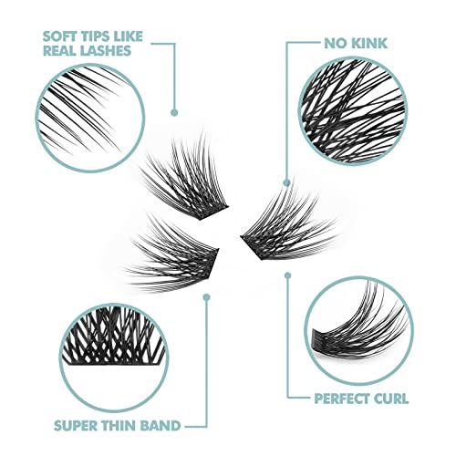 EASITENSION DIY Eyelash Extension, 3D Effect Individual Glue Bonded Lash Clusters Volume Lashes Set, Home Eyelash Extension, Lashes Pack (16MM-Volume) - Image 2