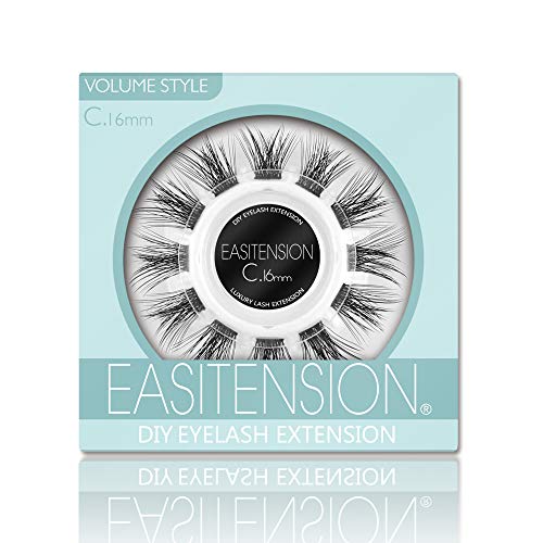 EASITENSION DIY Eyelash Extension, 3D Effect Individual Glue Bonded Lash Clusters Volume Lashes Set, Home Eyelash Extension, Lashes Pack (16MM-Volume) - Image 1