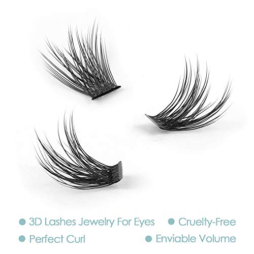EASITENSION DIY Eyelash Extension, 3D Effect Individual Glue Bonded Lash Clusters Volume Lashes Set, Home Eyelash Extension, Lashes Pack (16MM-Volume) - Image 5