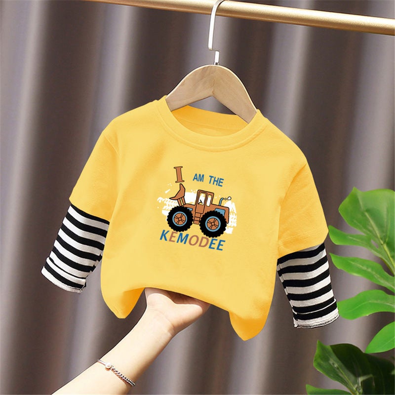 G2400# Boys And Girls Casual Pure Cotton Backing Shirt Long Sleeve T-Shirt Children'S Baby Joker Children'S Wear Trendy T - Image 2