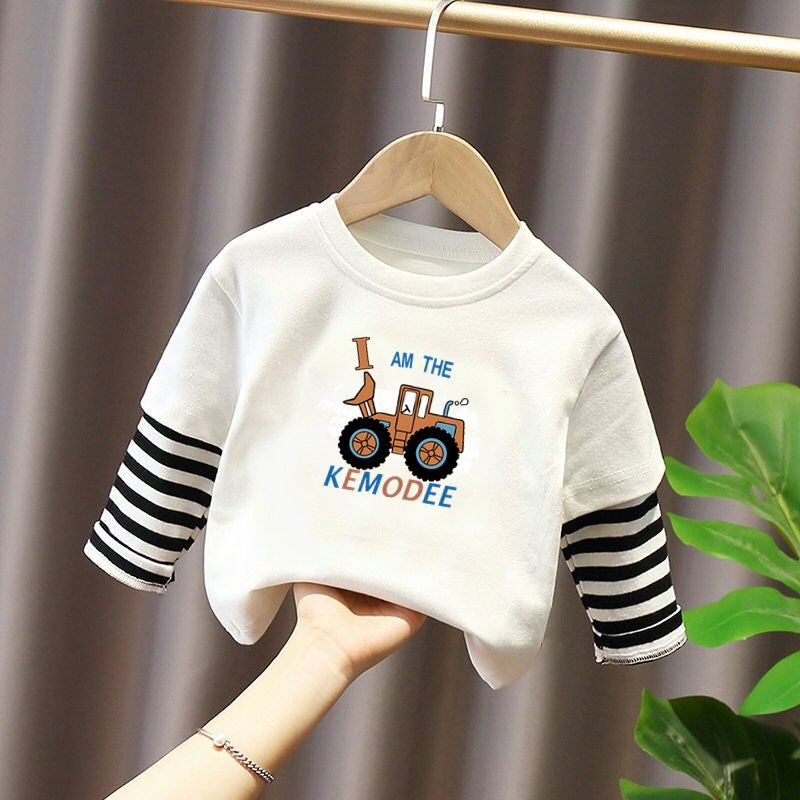 G2400# Boys And Girls Casual Pure Cotton Backing Shirt Long Sleeve T-Shirt Children'S Baby Joker Children'S Wear Trendy T - Image 5