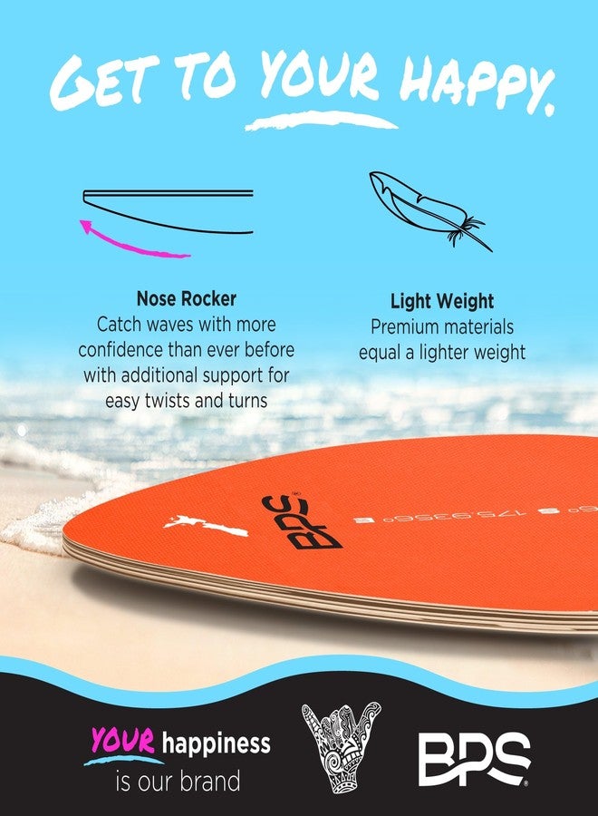 بي بي أس لوح التزلج على الماء "شاكا" من بي بي إس، مقاس 40 بوصة - لوح تزلج خشبي مطلي بالإيبوكسي مع وسادات من مادة EVA - لا حاجة للشمع - لوح تزلج مناسب للمبتدئين والمحترفين - لوح تزلج كبير (برتقالي) - Image 5