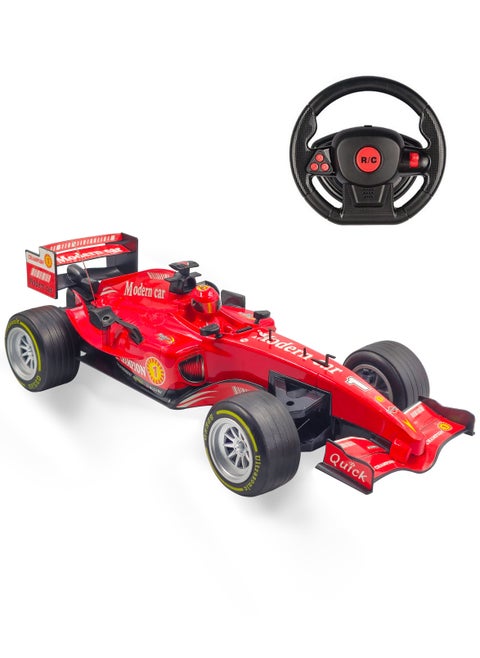 1:12 Scale Remote Controlled F1 Racing Car Toy High Speed Model with Steering Wheel Controller