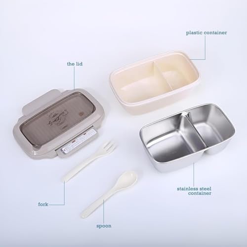 KRESHU Heavy Duty Lunch Box 1000ml Food Storage Lunch Boxes Compartments Airtight Seal Sturdy Bento Box with Spoon (1-Pcs) - Image 5