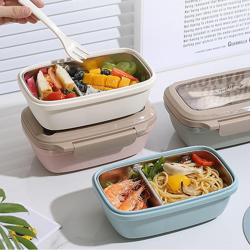 KRESHU Heavy Duty Lunch Box 1000ml Food Storage Lunch Boxes Compartments Airtight Seal Sturdy Bento Box with Spoon (1-Pcs) - Image 4