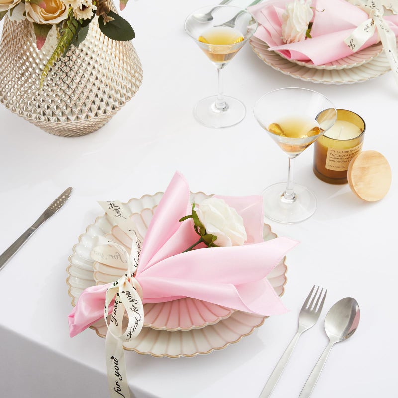 KKJIAF 50 Pack Light Pink Square Satin Napkins 17x17 Inch Soft Smooth Cloth Napkinsï¼ŒSilky Table Napkin for Wedding Banquet Party Decoration - Image 2