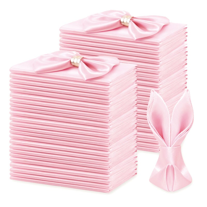 KKJIAF 50 Pack Light Pink Square Satin Napkins 17x17 Inch Soft Smooth Cloth Napkinsï¼ŒSilky Table Napkin for Wedding Banquet Party Decoration - Image 1