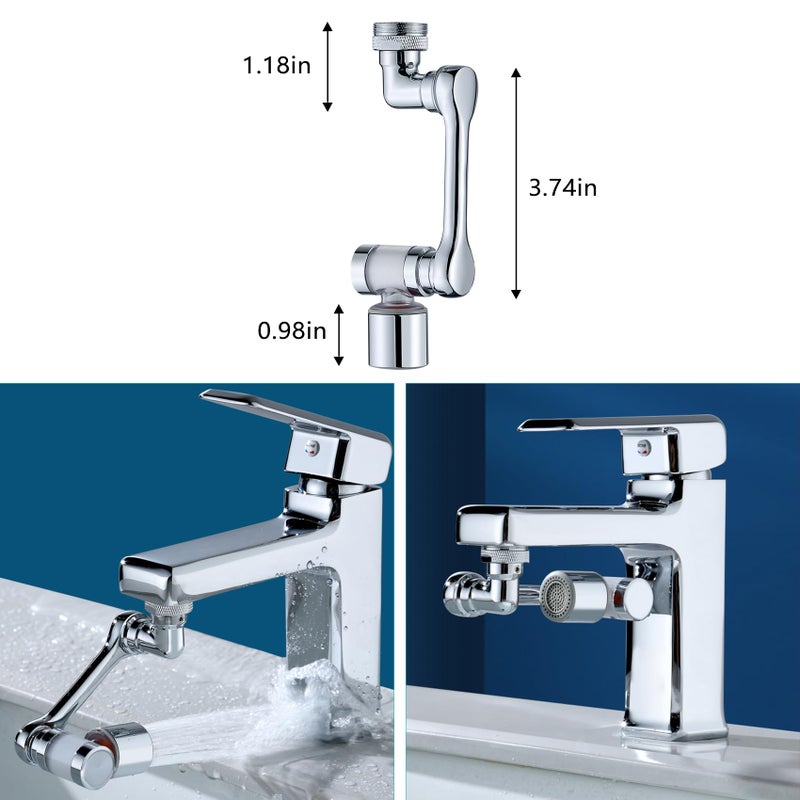 HAPPUP 1080Â°Swivel Faucet Extender with Filter, Sink Water Faucet Aerator Extension in Brass, Swivel Robotic Arm Bathroom Faucet Extender, Kitchen Rotating Extension with 2 Mode Splash - Image 2