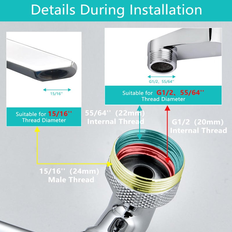 HAPPUP 1080Â°Swivel Faucet Extender with Filter, Sink Water Faucet Aerator Extension in Brass, Swivel Robotic Arm Bathroom Faucet Extender, Kitchen Rotating Extension with 2 Mode Splash - Image 4